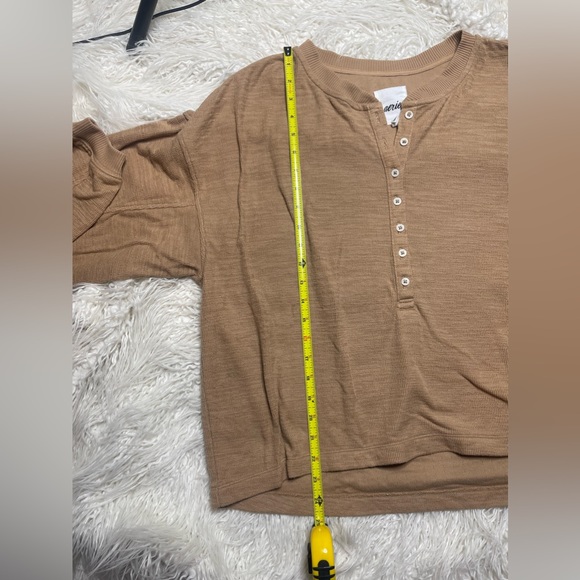 Aerie medium weight sweater cute sleeves button down Henley size L **FINAL PRICE - Picture 7 of 7